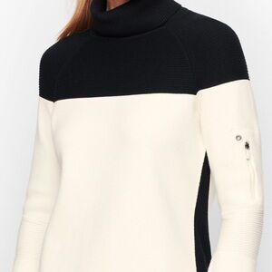 Talbots Black and Cream Turtleneck Sweater